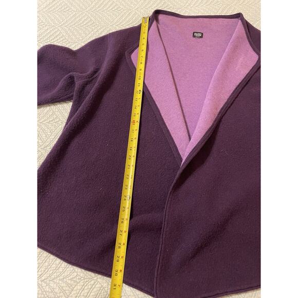 Eileen Fisher Two Tone Purple Lambs Wool & Cotton Blend Open Oversized Cardigan - Picture 12 of 15